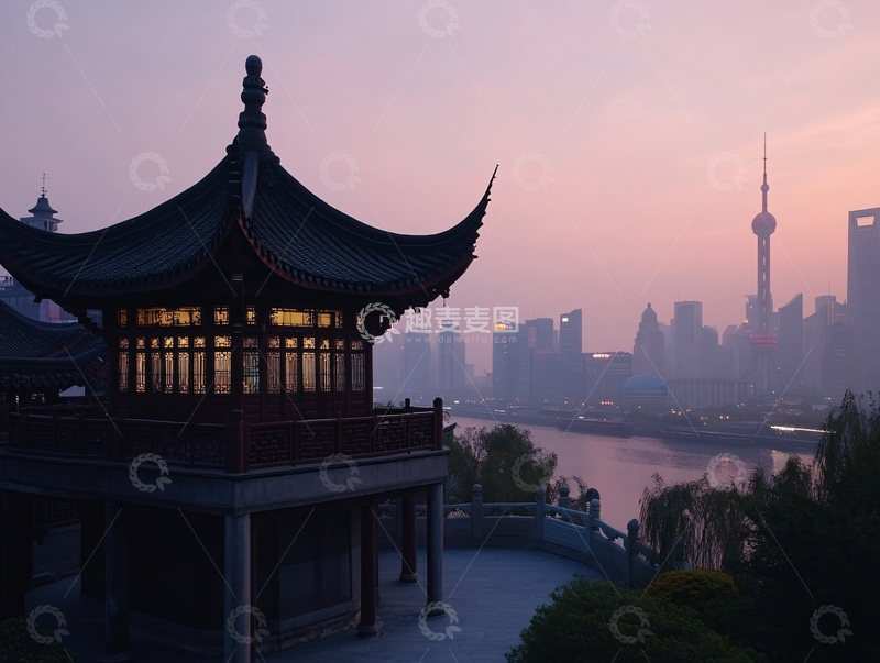 高清大图下载【趣麦麦图】落日下的琵琶亭1