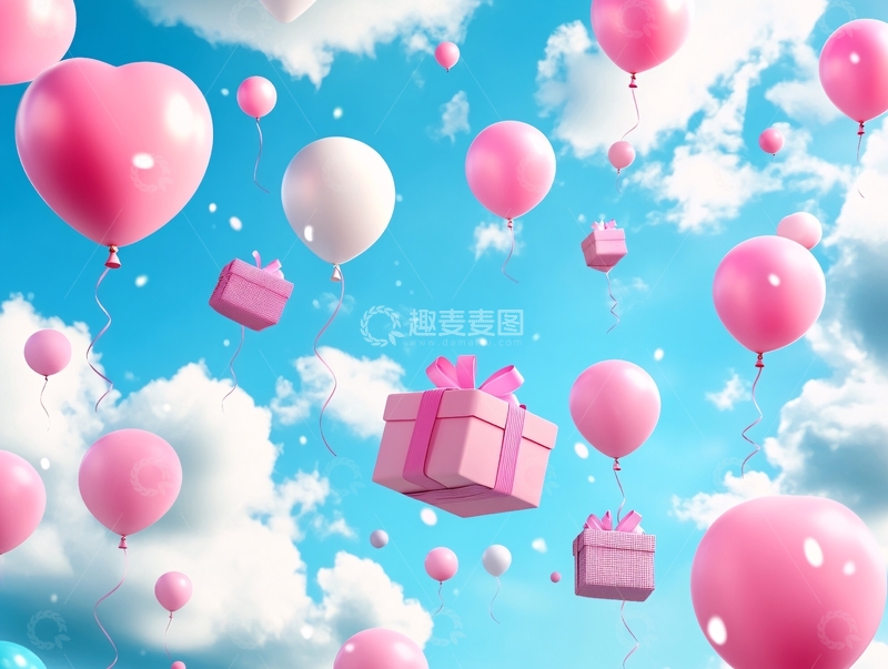 高清大图下载【趣麦麦图】粉色气球派对