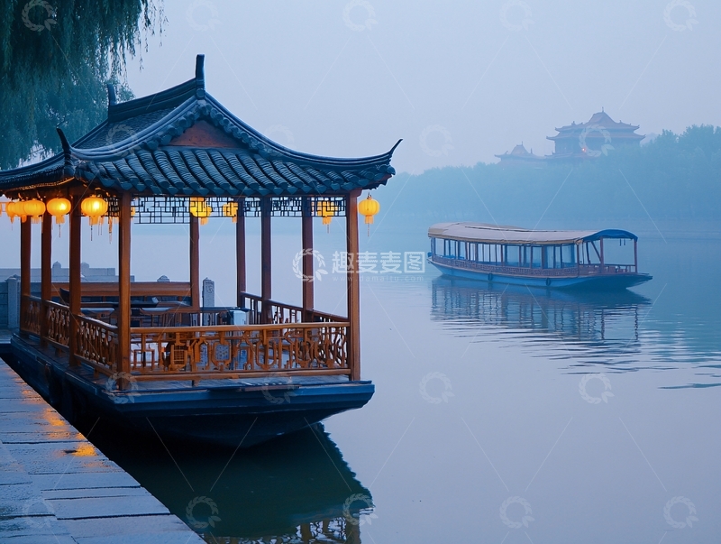 高清大图下载【趣麦麦图】水上长亭