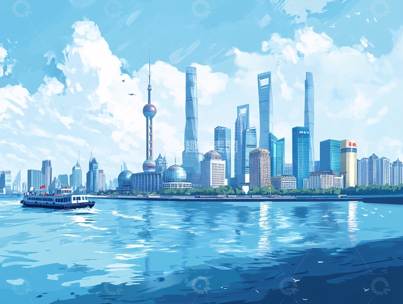 高清大图下载【趣麦麦图】外滩插画2