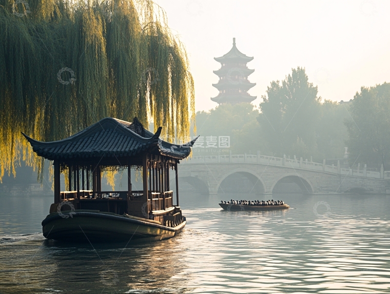 高清大图下载【趣麦麦图】水中塔亭2