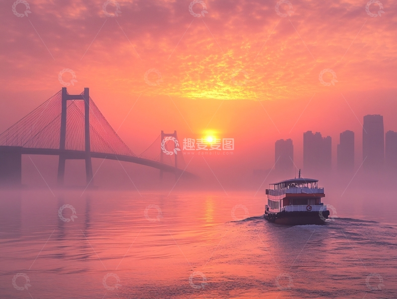 高清大图下载【趣麦麦图】雾锁长江