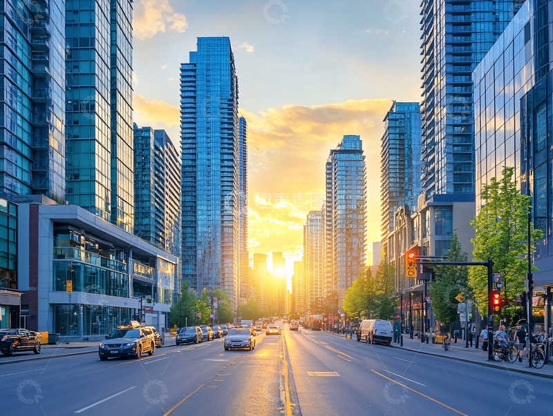 高清大图下载【趣麦麦图】城市黄昏街景1