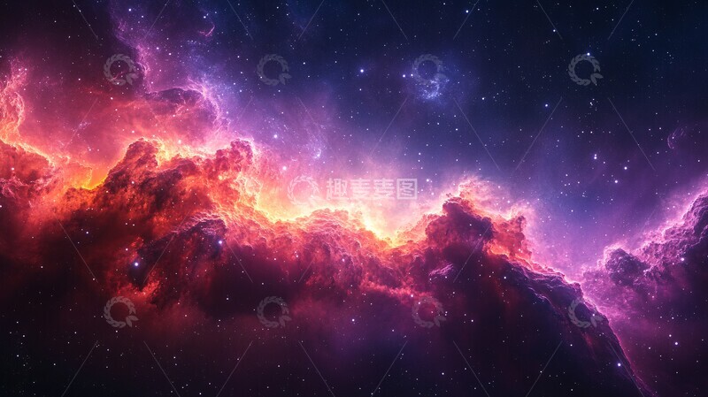 高清大图下载【趣麦麦图】青紫星云背景图3