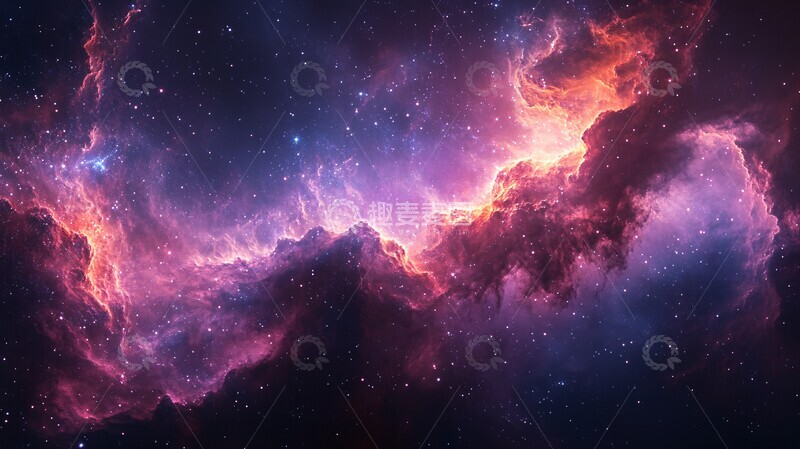 高清大图下载【趣麦麦图】青紫星云背景图2