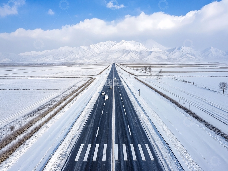 高清大图下载【趣麦麦图】高速雪景1