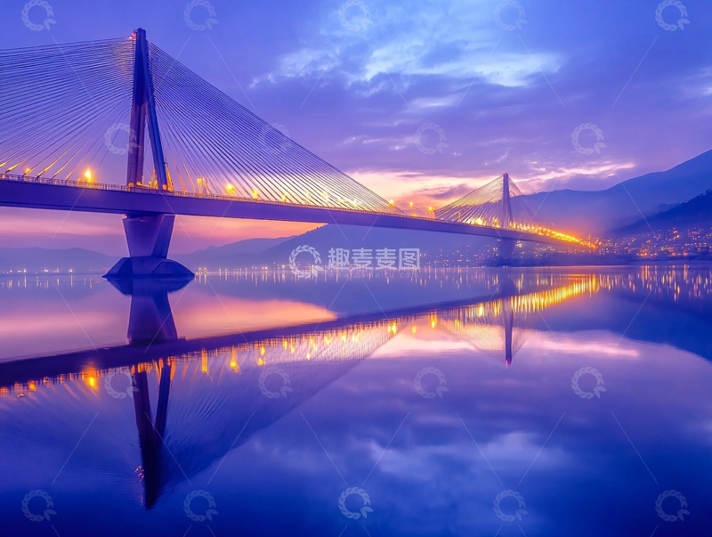 高清大图下载【趣麦麦图】城市黄昏倒影