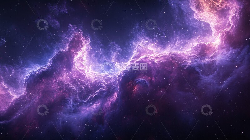 高清大图下载【趣麦麦图】青紫星云背景图