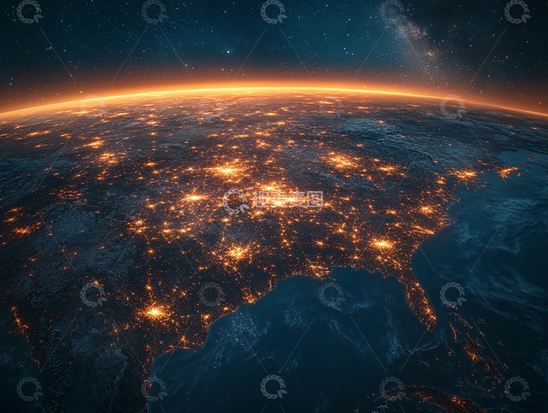 高清大图下载【趣麦麦图】地球银河系光线14