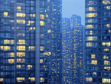 住宅楼外墙夜景灯光