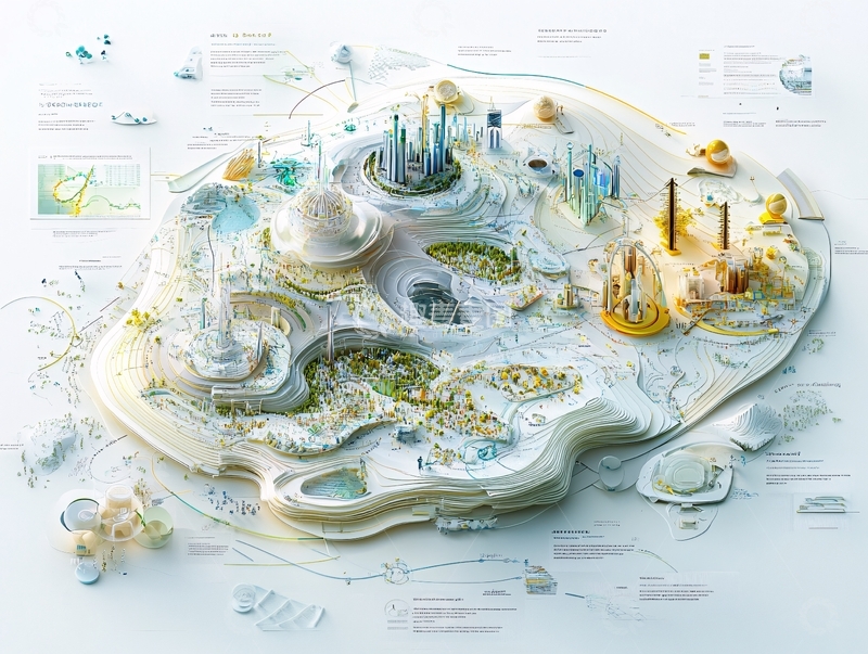 高清大图下载【趣麦麦图】迪拜市悬浮岛设计1