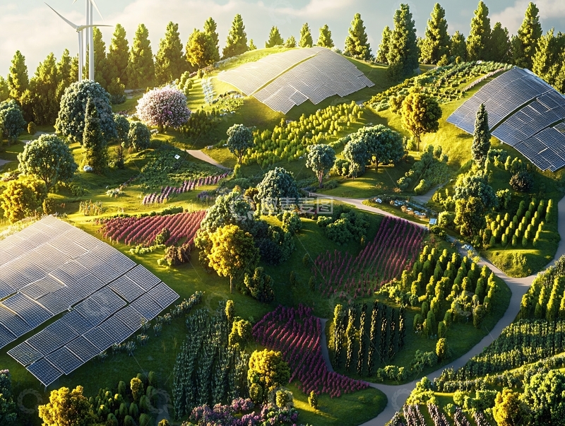 高清大图下载【趣麦麦图】农光互补光伏鸟瞰1
