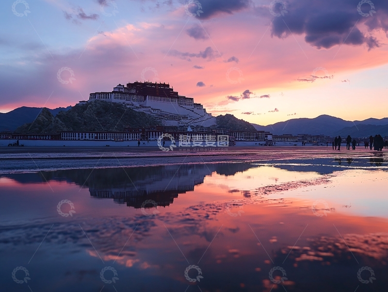 高清大图下载【趣麦麦图】布达拉宫晚霞