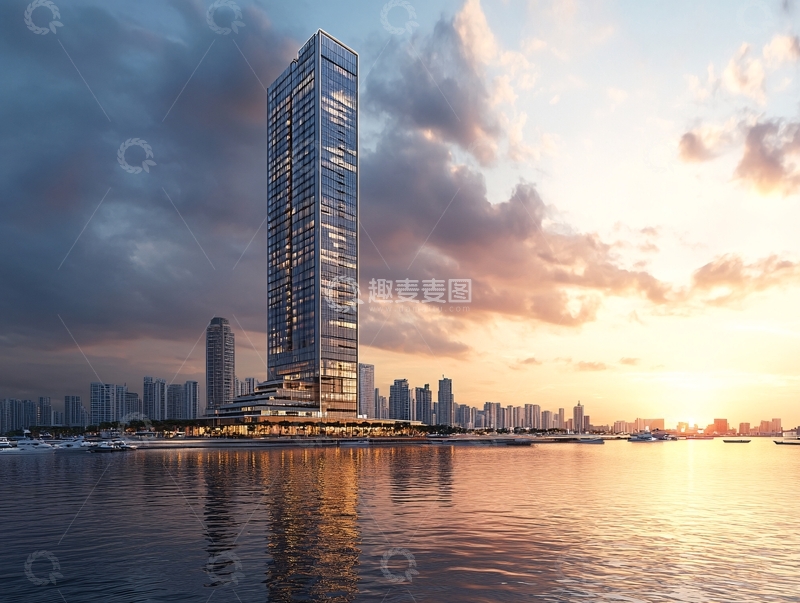 高清大图下载【趣麦麦图】城市天际晚霞