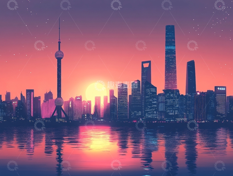 高清大图下载【趣麦麦图】外滩插画3