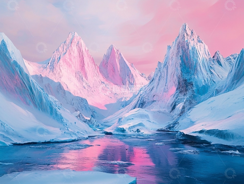 高清大图下载【趣麦麦图】粉红雪山