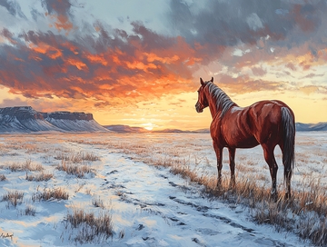 蓝天晚霞下的骏马1