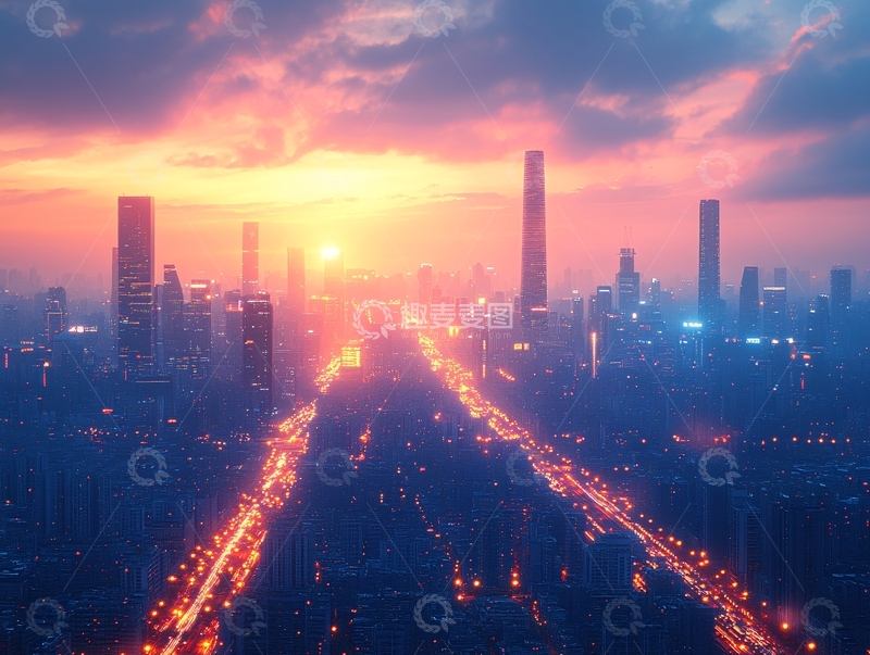 高清大图下载【趣麦麦图】都市曙光1