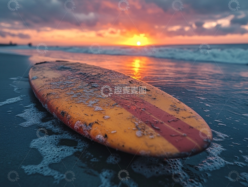 高清大图下载【趣麦麦图】海滩冲浪板