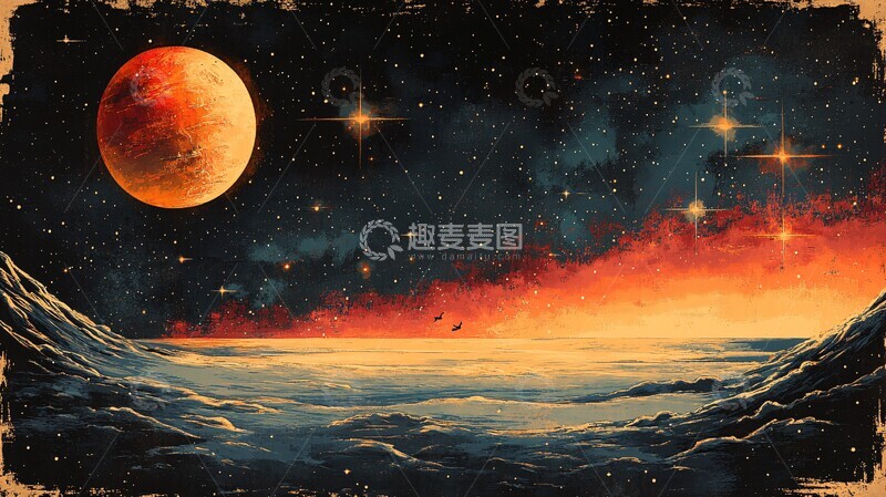 高清大图下载【趣麦麦图】星空与星际线稿3