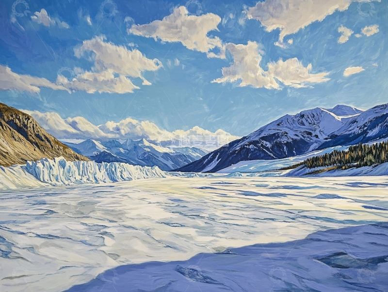 高清大图下载【趣麦麦图】冰川绘画
