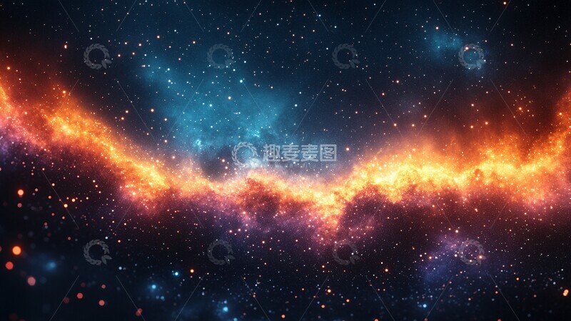 高清大图下载【趣麦麦图】夜空星光绿紫橙