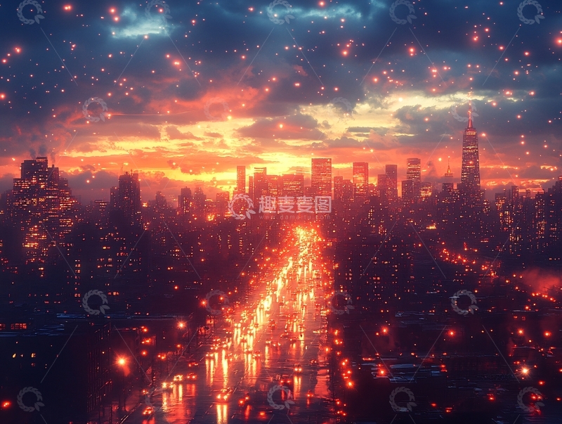 高清大图下载【趣麦麦图】梦幻夜景城市夜景