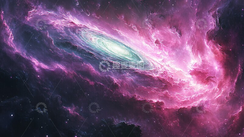 高清大图下载【趣麦麦图】粉绿螺旋星系1