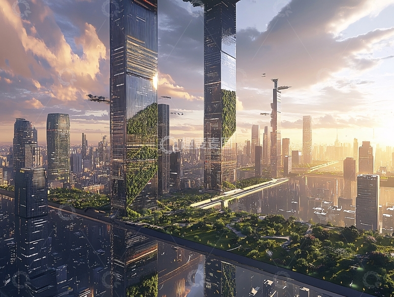 高清大图下载【趣麦麦图】云海森林城市6