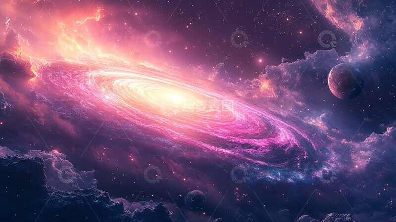 高清大图下载【趣麦麦图】粉绿螺旋星系3