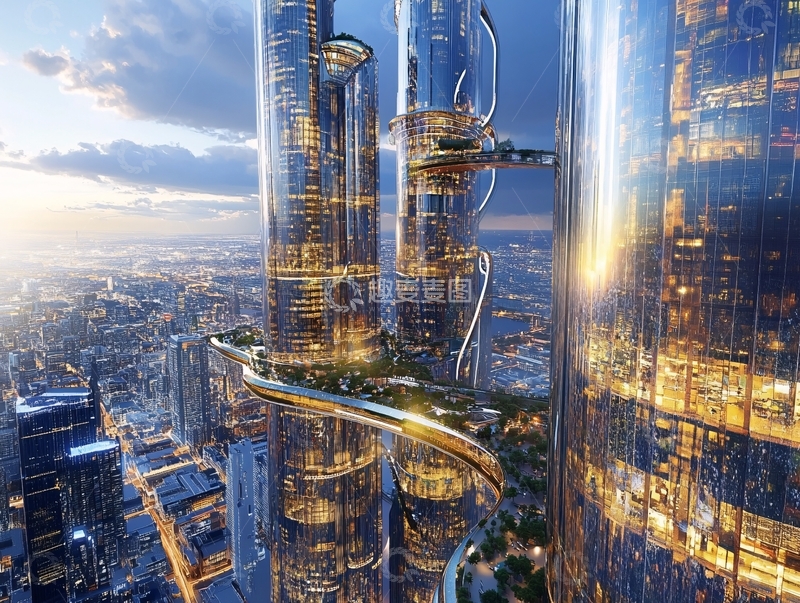 高清大图下载【趣麦麦图】城市建筑区块链