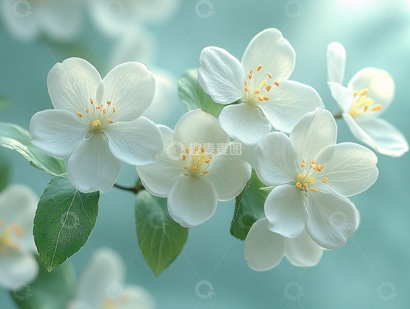 高清大图下载【趣麦麦图】绿叶白花壁纸7