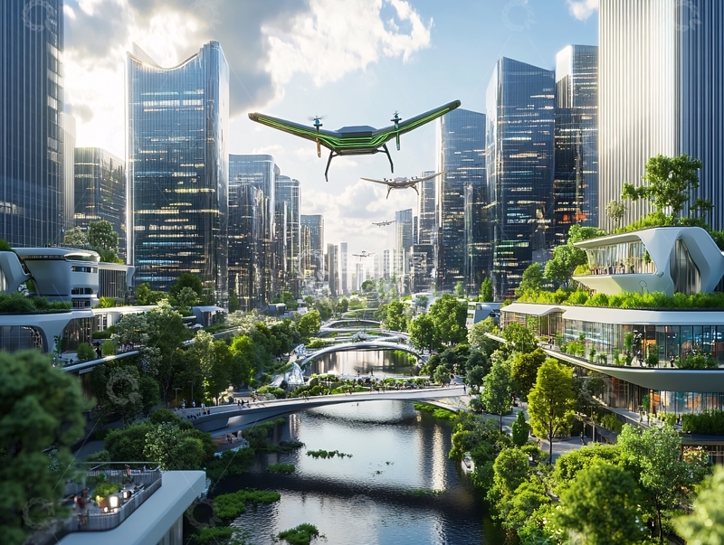 高清大图下载【趣麦麦图】科创云廊手绘1