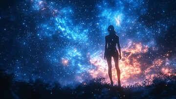 行星漂浮星光下