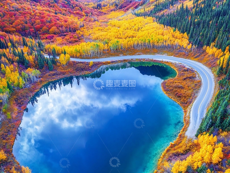 高清大图下载【趣麦麦图】五彩湖秋景