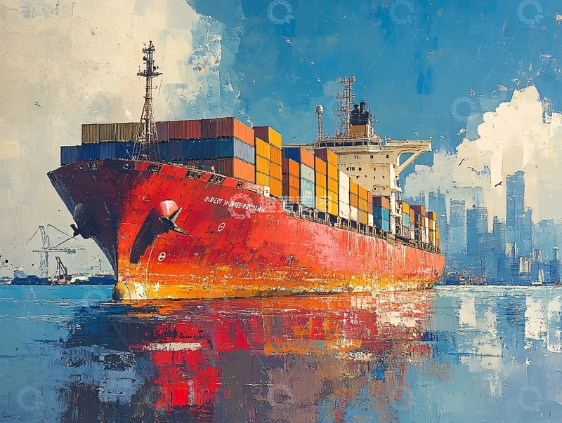 高清大图下载【趣麦麦图】货轮手绘