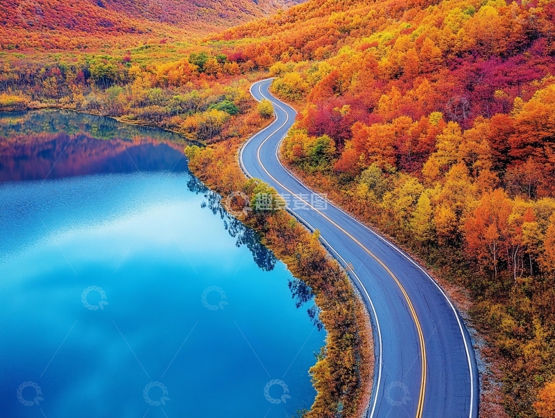 高清大图下载【趣麦麦图】湖边拐弯