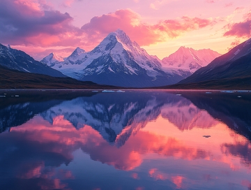雪山倒影湖面