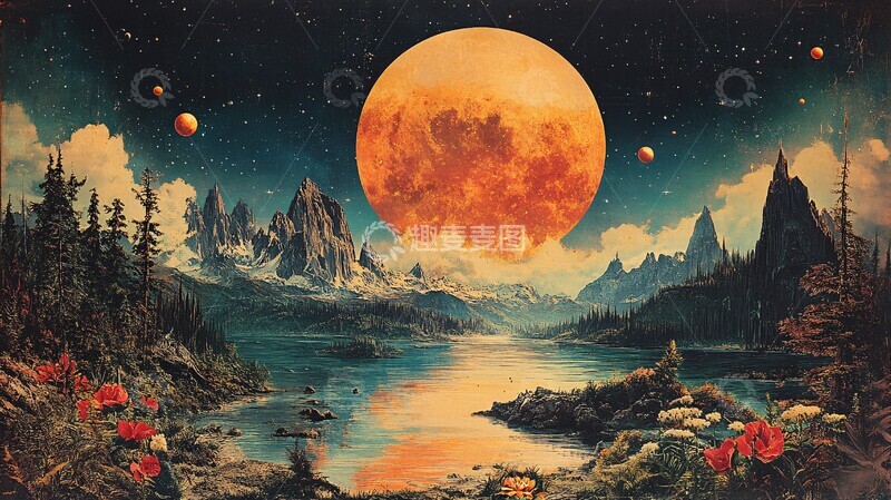 高清大图下载【趣麦麦图】行星动物神秘拼贴