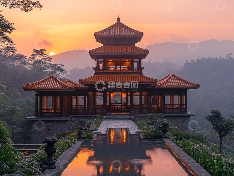 高清大图下载【趣麦麦图】日落铜阁1