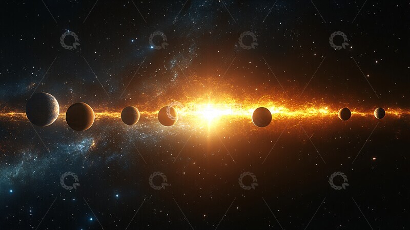 高清大图下载【趣麦麦图】-行星系统水平排列3