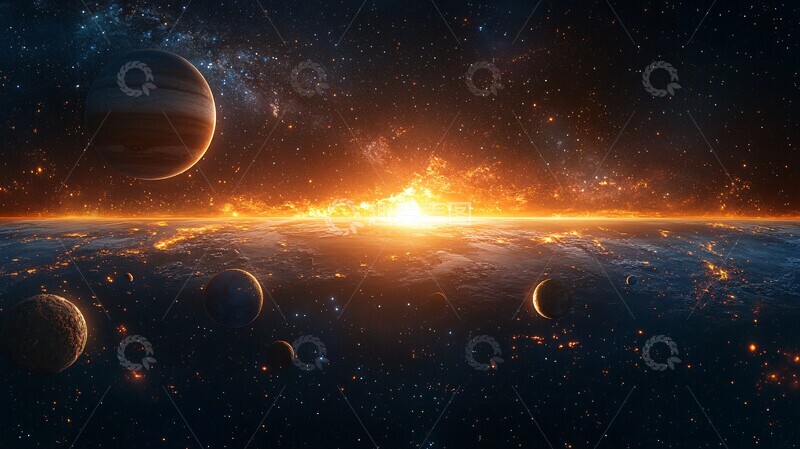 高清大图下载【趣麦麦图】-行星系统水平排列2