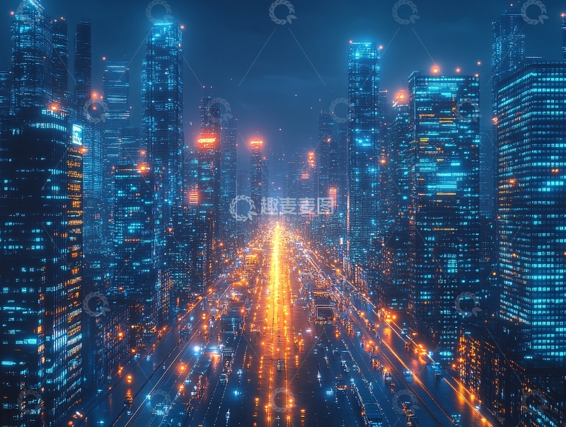 高清大图下载【趣麦麦图】橙色科技城市14