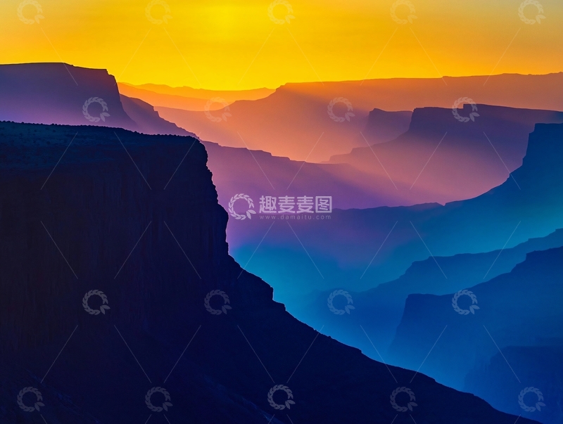 高清大图下载【趣麦麦图】峡谷落日晚霞1