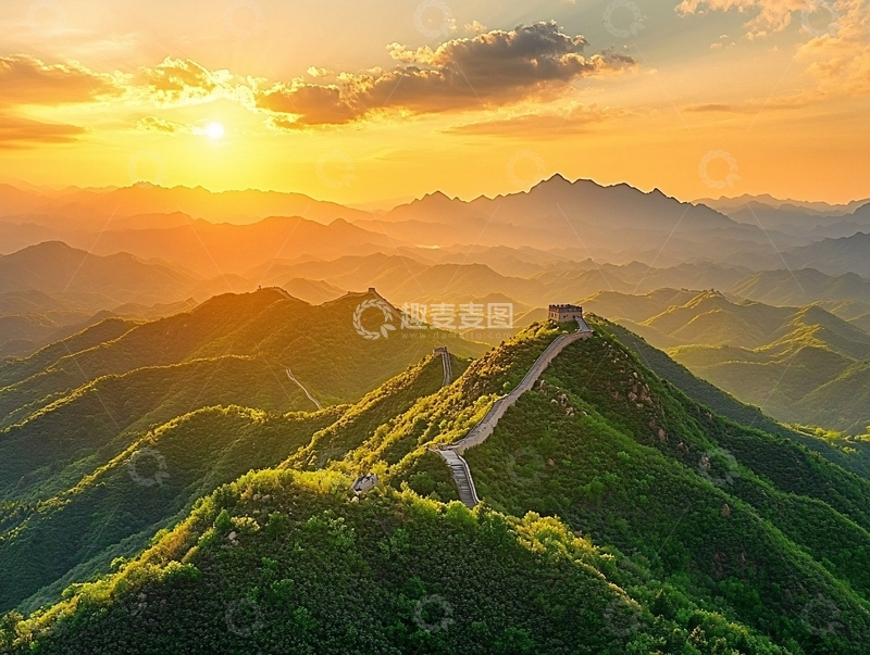 高清大图下载【趣麦麦图】长城日出风光