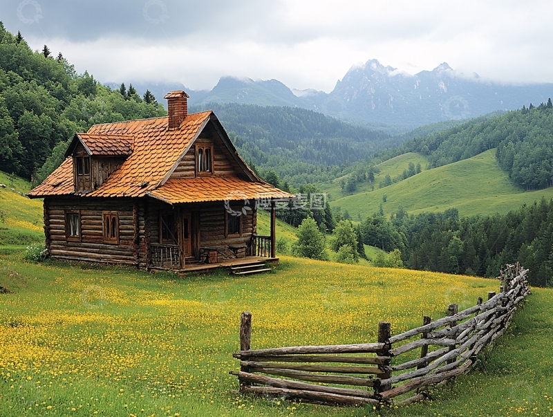 高清大图下载【趣麦麦图】小木屋别墅风景