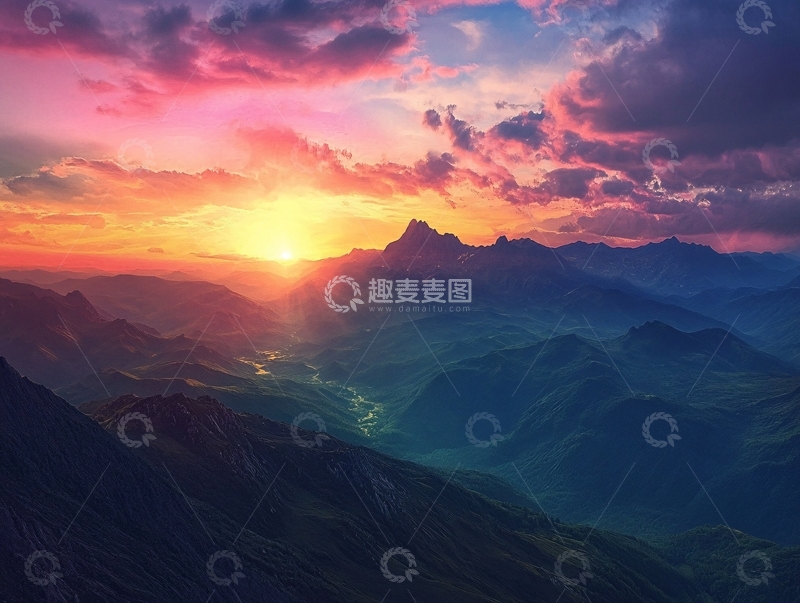 高清大图下载【趣麦麦图】壮美大山日出全景11