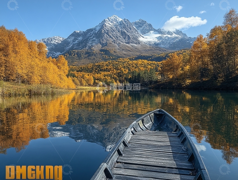 高清大图下载【趣麦麦图】高山湖泊森林雪山黄叶1