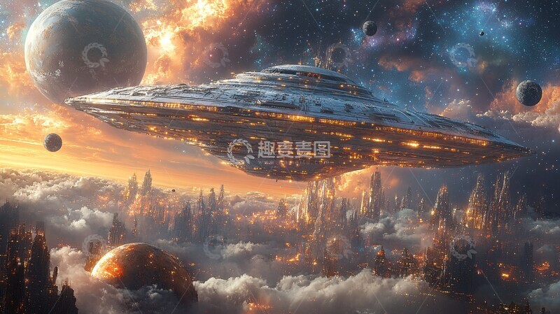 高清大图下载【趣麦麦图】外星飞船太空景
