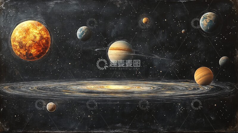 高清大图下载【趣麦麦图】行星绘于黑板2